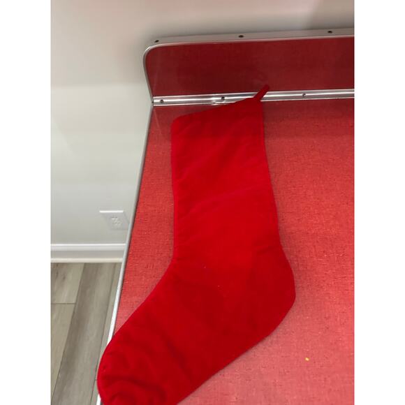 Vintage Christmas Stocking Wool Needlepoint Santa Tree Holiday Greetings - Picture 2 of 7